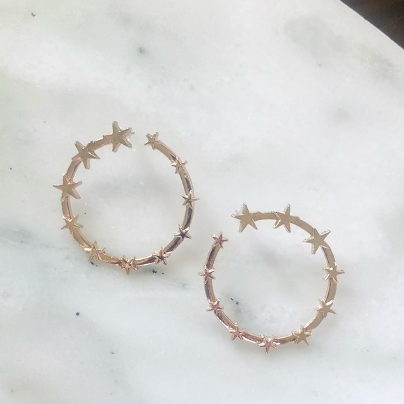 Star Earrings Stud Hoop - Picture 1 of 6